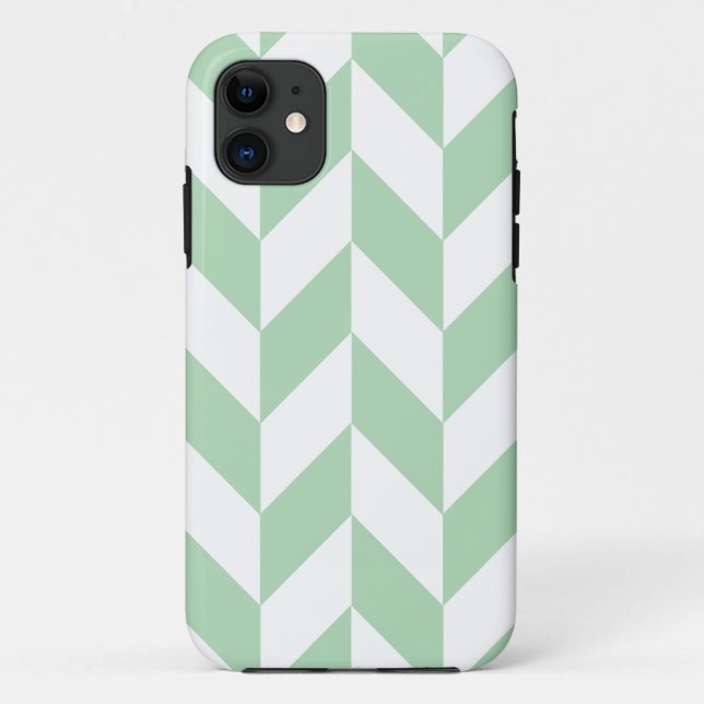 Minze Green Herringbone-Muster Case-Mate iPhone Hülle (Rückseite)