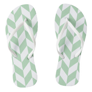 Minze Green Herringbone-Muster Flip Flops