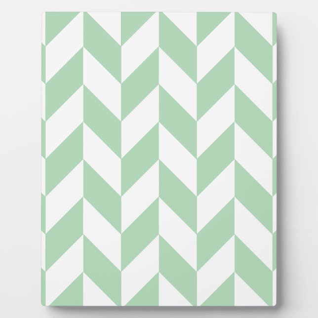 Minze Green Herringbone-Muster Fotoplatte (Vorderseite)