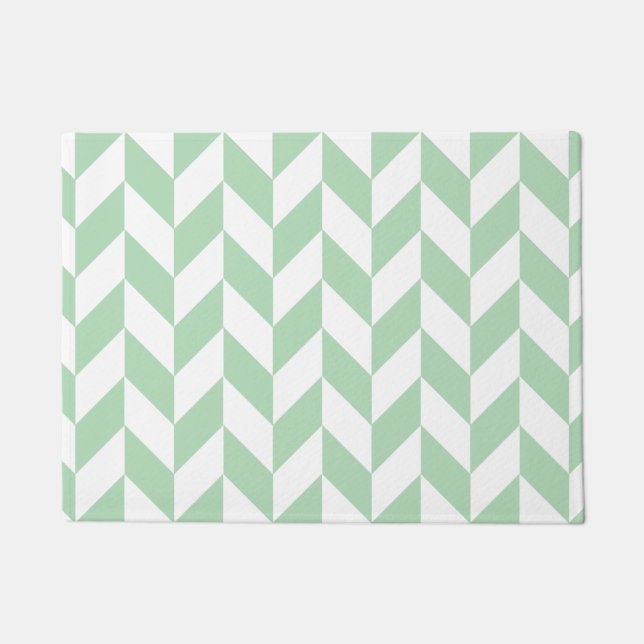 Minze Green Herringbone-Muster Fußmatte (Vorderseite)