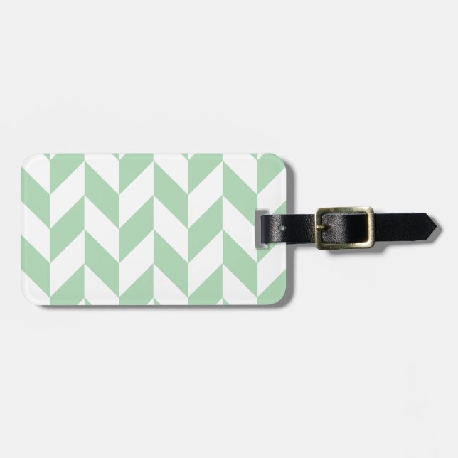 Minze Green Herringbone-Muster Gepäckanhänger (Vorderseite horizontal)