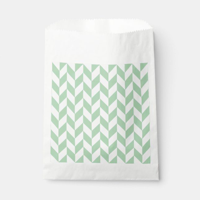 Minze Green Herringbone-Muster Geschenktütchen (Vorderseite)