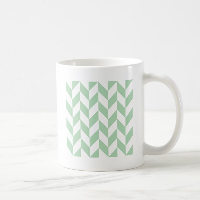 Minze Green Herringbone-Muster Kaffeetasse (Rechts)