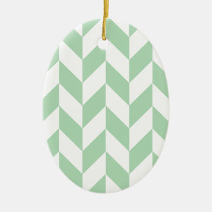 Minze Green Herringbone-Muster Keramikornament