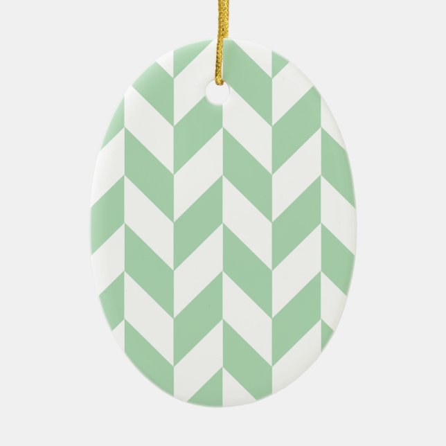 Minze Green Herringbone-Muster Keramikornament (Vorne)