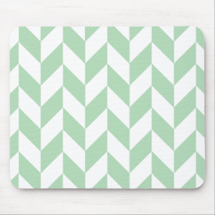 Minze Green Herringbone-Muster Mousepad