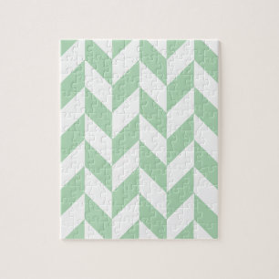 Minze Green Herringbone-Muster Puzzle