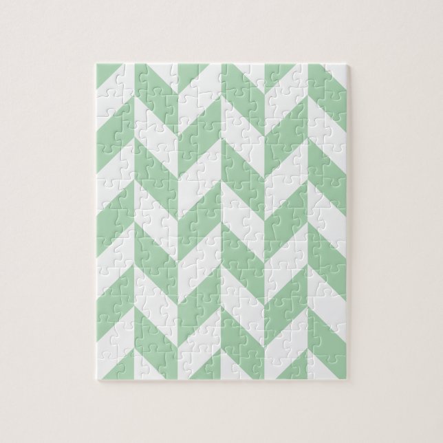 Minze Green Herringbone-Muster Puzzle (Vertikal)