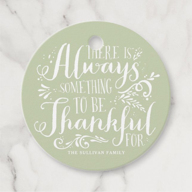 Minze Green immer dankbar Zitat Erntedank Geschenkanhänger (Vorderseite)