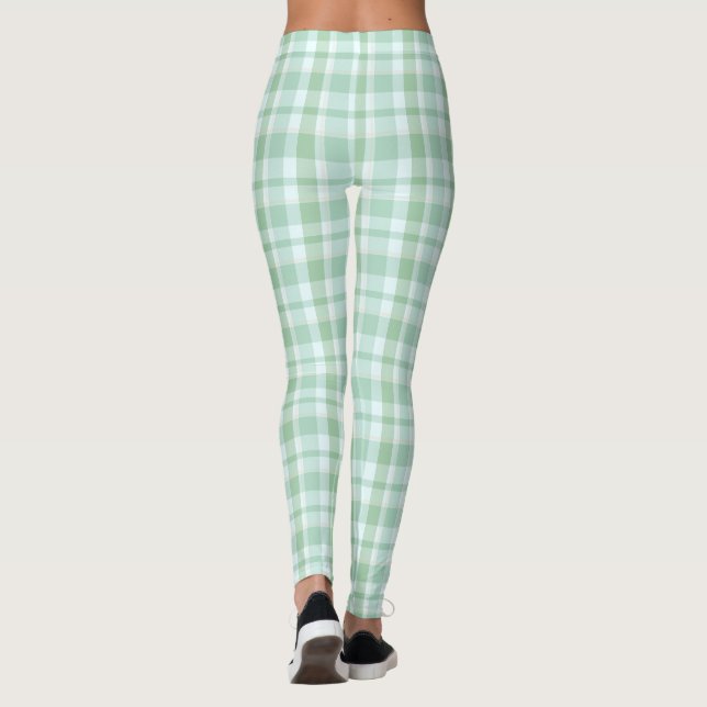 Minze Green Kariert Leggings (Rückseite)