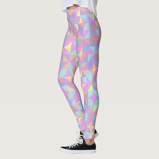Minze Green Lila Blue Pink Mitte des Jahrhunderts  Leggings (Links)