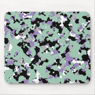 Minze Green & Lila Camouflage Camouflage Print Mousepad