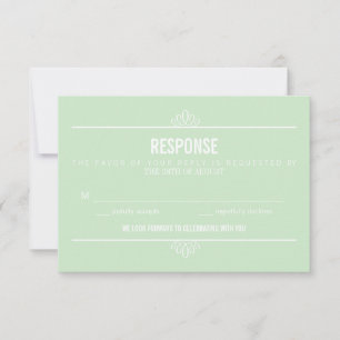 Minze Green Modern Typografy and Blume RSVP Card Karte
