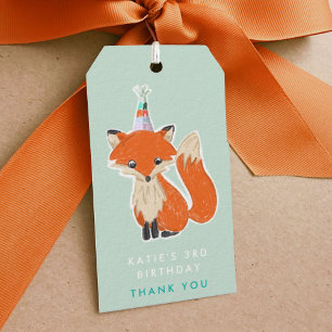 Minze Green Niedlich Fox Party Hat Woodland Vielen Geschenkanhänger