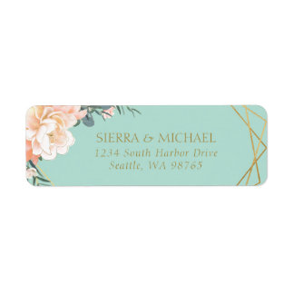 Minze Green Peach Cream Gold Wedding Rücksendeadre
