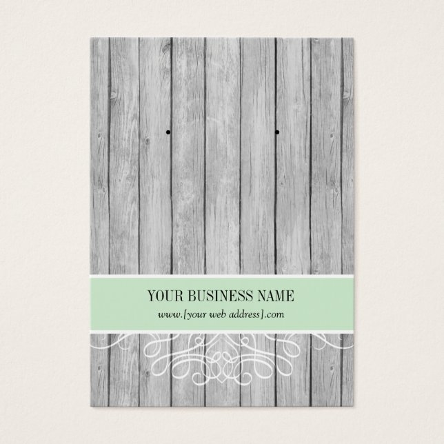 Minze Green Rustic Wood Custom Earring Card (Vorderseite)