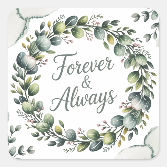 Minze Green & Sage Green Eukalyptus Quadratischer Aufkleber (Vorderseite)