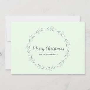 Minze Green Simple Frohe Weihnachtsfamilie Feiertagskarte