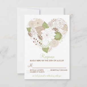 Minze Green Spring Heart Blume UAWG Response Card RSVP Karte