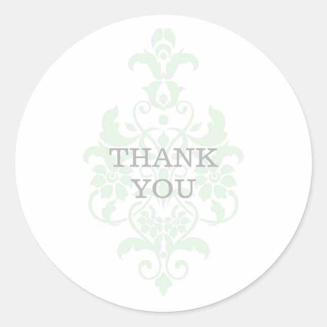 Minze Green subtile Damask Danke Stickers (Vorderseite)