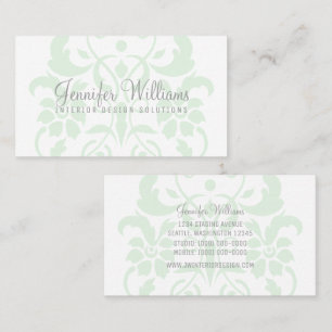 Minze Green subtle Damask Business Card Visitenkarte