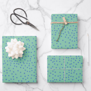 Minze Green und Blue Polka Dot Muster  Geschenkpapier Set
