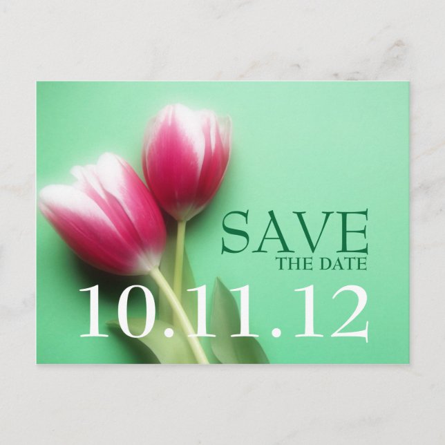 Minze Green und Fuchsia Save the Date Postkarte (Vorderseite)