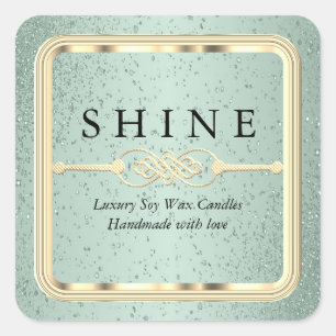 Minze Green und Gold Labels Square Quadratischer Aufkleber
