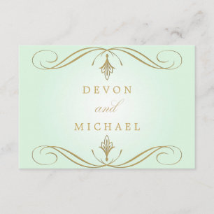 Minze Green und Gold Swirl Wedding Response Cards RSVP Karte