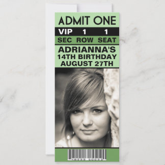 Minze Green VIP Foto Ticket Geburtstagsparty Einladung