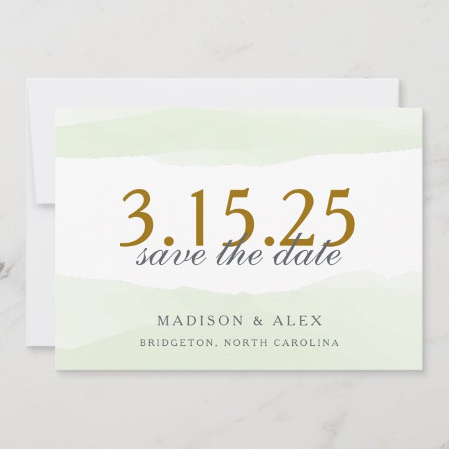 Minze Green Watercolor Save the Date Card (Vorderseite)
