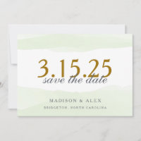 Minze Green Watercolor Save the Date Card