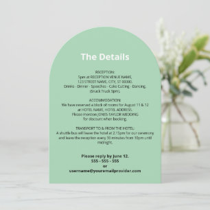 Minze Green Wedding Details Card Einladung