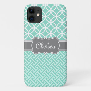Minze griechische Schlüssel- und Circle-Muster Gra Case-Mate iPhone Hülle