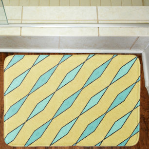 Minze grün gelb schwarz diagonal Retro Moderne Badematte
