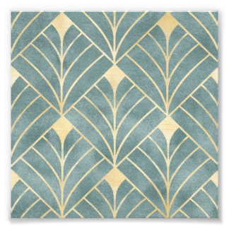 Minze Grün, Gold, Art-Deco-Muster, Vintag, Retro, Fotodruck