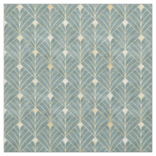 Minze Grün, Gold, Art-Deco-Muster, Vintag, Retro, Stoff