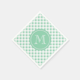 Minze Grün und Weiß Gingham, Ihre Monogramm Serviette