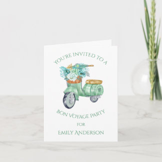 Minze grüne Blume und Scooter Bon Voyage Party | Einladung