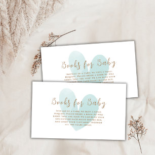 Minze grüne, einfache Herz-Bücher für Babydusche Begleitkarte