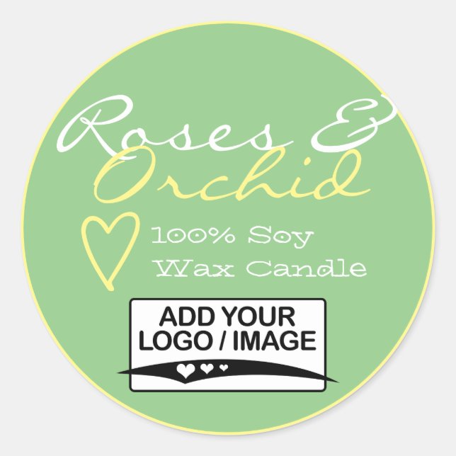 Minze grüne, einfache Kerzen mit Logo-Pastel Runder Aufkleber (Vorderseite)