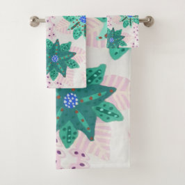Minze grüne festliche Blütenhandtuch-Set Badhandtuch Set
