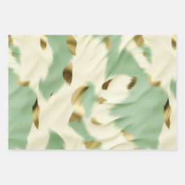 Minze grüne goldene Weiße Kuhide Geschenkpapier Set