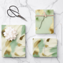 Minze grüne goldene Weiße Kuhide Geschenkpapier Set