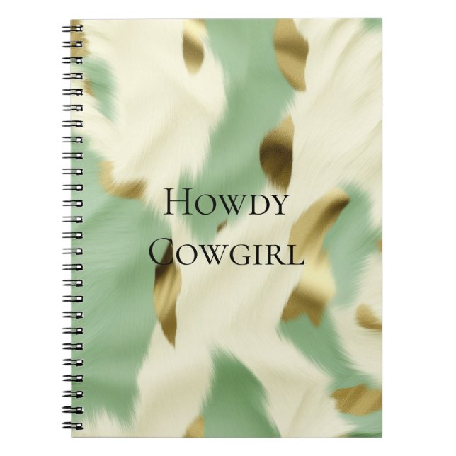 Minze grüne goldene Weiße Kuhide Notizblock (Vorderseite)