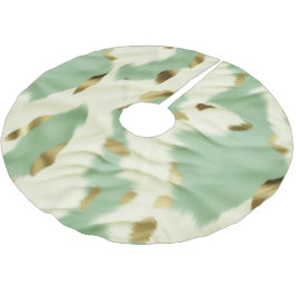Minze grüne goldene Weiße Kuhide Polyester Weihnachtsbaumdecke