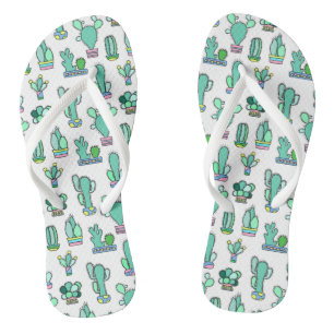 Minze Grüne Kakteen und Sukkulente Pflanze Muster Flip Flops