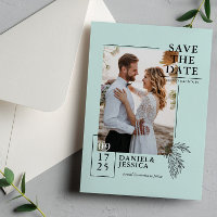 Minze grüne moderne Foto Hochzeit retten das Datum