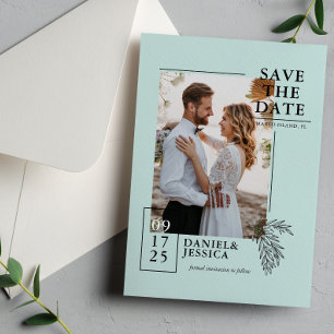 Minze grüne moderne Foto Hochzeit retten das Datum Save The Date