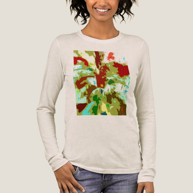 Minze Grüne Olive Abstrakt Fantasy Blume Tri-Blend Shirt (Vorderseite)